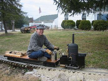  I present to the world the first locomotive out of the Neidrauer shops on its first ever steam up.  Big Smile for the very successful run day! It Runs! It Works! And I did it myself.